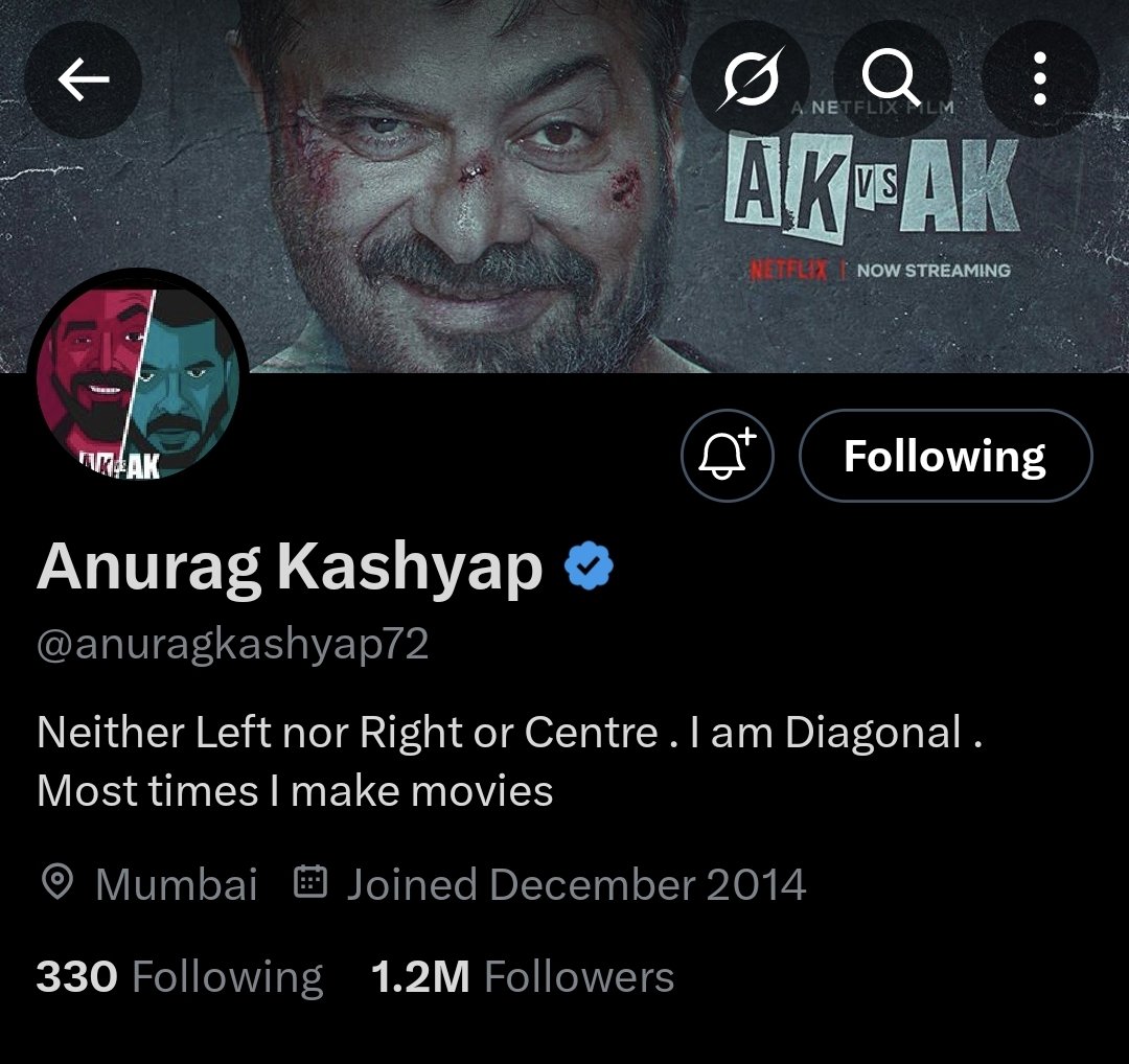 Followed <a href="/anuragkashyap72/">Anurag Kashyap</a>