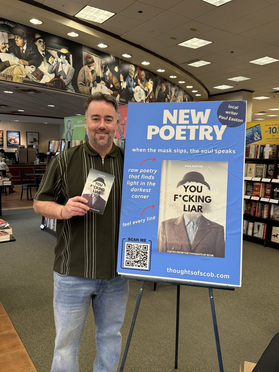 thoughtsofscob's tweet photo. Big bucket list item checked off today. First book signing for my latest poetry book “You F*cking Liar”

Get your copy today - https://t.co/c94SpQo4DY https://t.co/bYR9eZiX9l