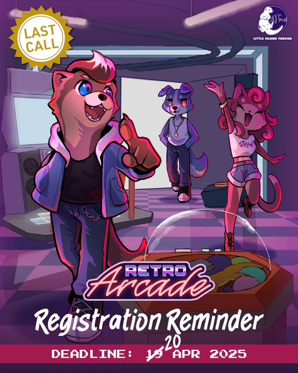 Little Island Furcon (@littleislandfc) on Twitter photo Wait, who put the 2026 calendar on the table? The 19th isn't the Sunday... 
#LIFC2025's main registration is supposed to close on 20th April, sorry about that! An additional day to get your registrations in, but don't wait! #LittleIslandFC 🚀🕹️
-Arthur Wait, who put the 2026 calendar on the table? The 19th isn't the Sunday... 
#LIFC2025's main registration is supposed to close on 20th April, sorry about that! An additional day to get your registrations in, but don't wait! #LittleIslandFC 🚀🕹️
-Arthur