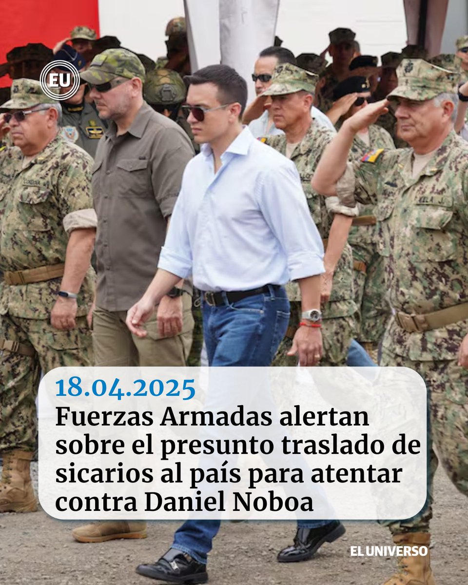 El ministro de Gobierno, José de la Gasca, confirmó a EL UNIVERSO que el Comando Conjunto de las Fuerzas Armadas (Comaco) emitió una alerta respecto a la seguridad del primer mandatario Daniel Noboa . ow.ly/bShH50VEfYA