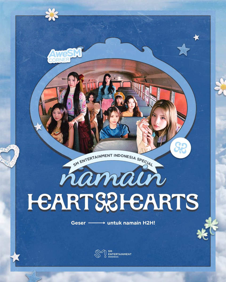 SMTOWN_Idn's tweet photo. Warga SMTOWN yang senang bergotong royong, mari kita bantu CARMEN kasih nama Indonesia buat Hearts2Hearts!

Jangan lupa baca ketentuannya di post ini, ya! Ditunggu rekomendasi nama dari S2U Indonesia 💕

@Hearts2Hearts 
#Namain_Hearts2Hearts #AweSMCorner https://t.co/3AcjGfMOKT