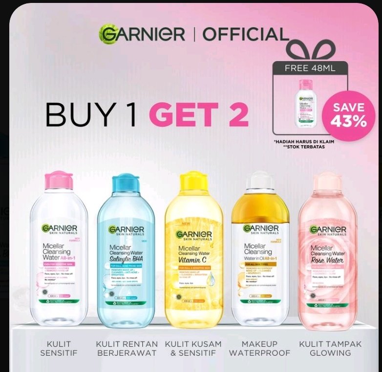fyistii__'s tweet photo. @whoopziiy [Hemat hingga 46%, Flash Sale before 19/04] Halo, beauty lovers! 🌟 Siap-siap untuk kulit glowing dengan Garnier Micellar Water! https://t.co/DBccyLRIjR https://t.co/9b4uRzJjbQ