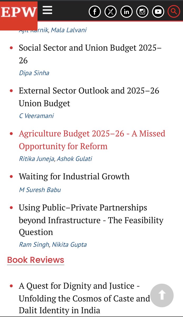 This special issue of EPW published today has 11 articles on 25-26 union budget. I edited this issue as a guest editor. 
epw.in/taxonomy/term/…