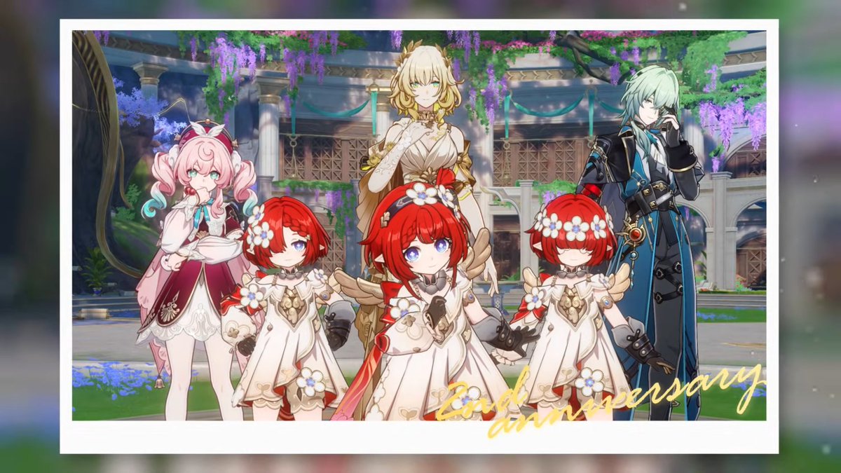 StarRailVerse1's tweet photo. 7 days left until the 2nd Anniversary! 🎊       

Aglaea, Tribbie, Trianne, Trinnon, Hyacine &amp; Anaxa ✨   

-From the official HSR JP account on YT: VAs congratulatory messages - Chimera group    

#HonkaiStarRail #崩壊スターレイル https://t.co/r0obUU7FWz