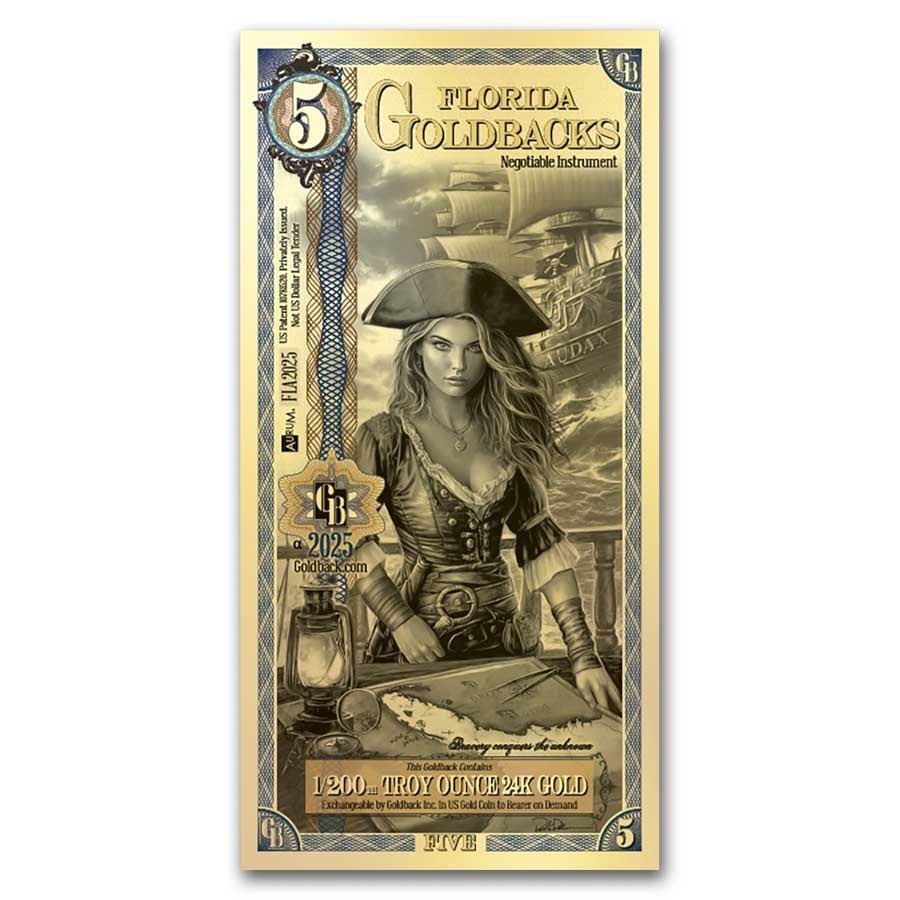 Kag3C's tweet photo. Have you seen the pure gold foil notes? Many states are already minting them for use, many exempting them from sales tax. 
Example of just one such gold note - Florida  #goldnote $GLD https://t.co/nifh09JVCu