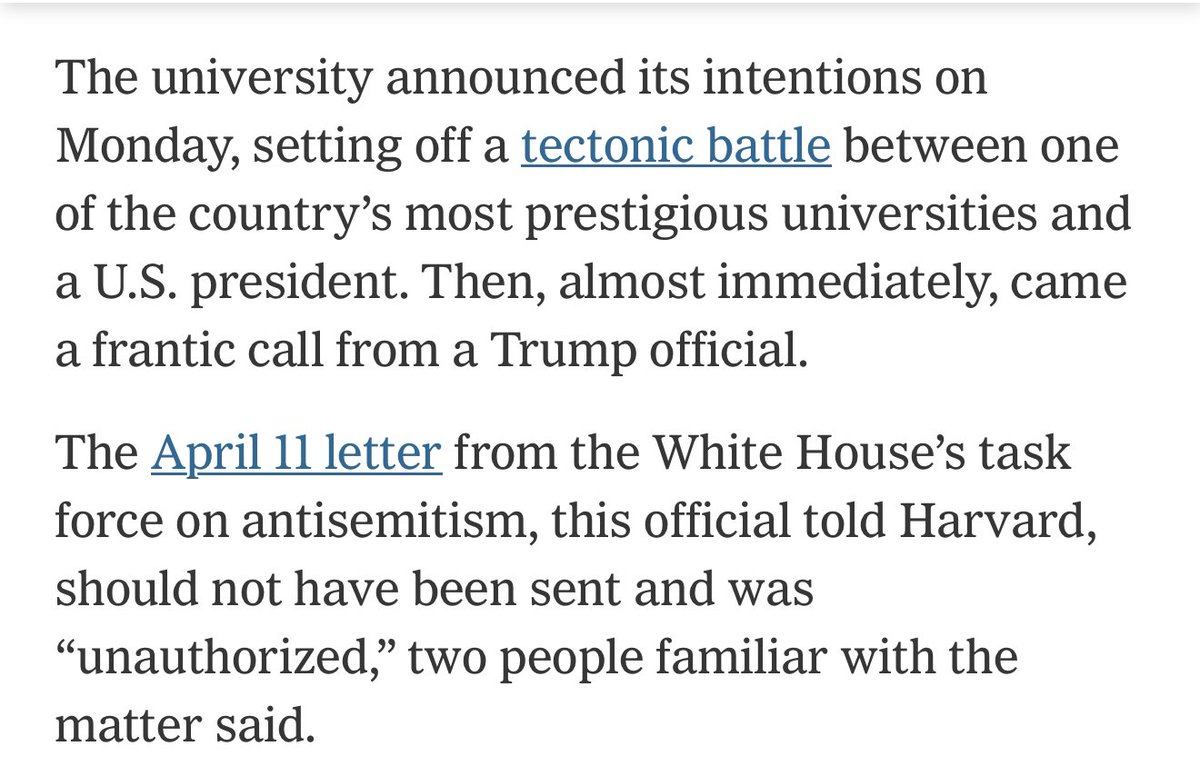 michaeldweiss's tweet photo. Look at this. The Trump administration sent Harvard a threatening letter, which it now admits was sent in error. So the administration blames Harvard for taking this letter seriously and challenging the White House. A unique combination of incompetence and malevolence. https://t.co/LBFPp5opsl
