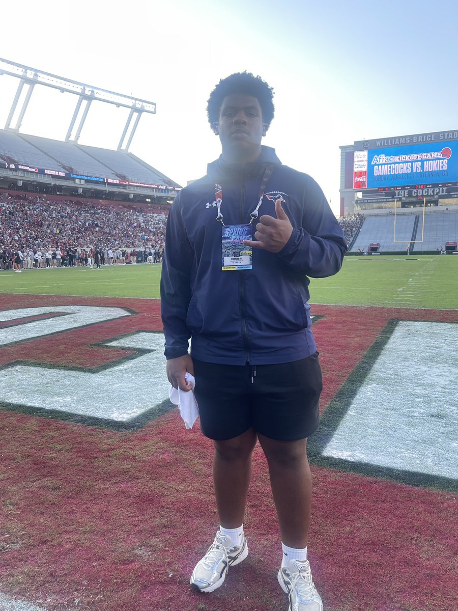 Charles Ibe 2028 (@charlesibe_) on Twitter photo I had an amazing time at the <a href="/GamecockFB/">South Carolina Football</a> Garnet and Black spring game thanks for having me I can’t wait to come back!! 🤙🏾🤙🏾🐓🐔
#SpursUp #GoGamecocks
<a href="/ROBERTSON_9TWO/">Travian Robertson</a> <a href="/CoachHarrisSC/">Sterling Harris</a>
<a href="/B_MiddletonSC/">Brandon Middleton</a> <a href="/CoachSterlLuc/">Sterling Lucas</a>
<a href="/P_Ellsworth_USC/">Preston Ellsworth</a>
<a href="/CoachJDove/">J.Dove</a> <a href="/ChadGrier_/">Chad Grier</a> <a href="/AnnaH247/">Anna Adams</a> I had an amazing time at the <a href="/GamecockFB/">South Carolina Football</a> Garnet and Black spring game thanks for having me I can’t wait to come back!! 🤙🏾🤙🏾🐓🐔
#SpursUp #GoGamecocks
<a href="/ROBERTSON_9TWO/">Travian Robertson</a> <a href="/CoachHarrisSC/">Sterling Harris</a>
<a href="/B_MiddletonSC/">Brandon Middleton</a> <a href="/CoachSterlLuc/">Sterling Lucas</a>
<a href="/P_Ellsworth_USC/">Preston Ellsworth</a>
<a href="/CoachJDove/">J.Dove</a> <a href="/ChadGrier_/">Chad Grier</a> <a href="/AnnaH247/">Anna Adams</a>