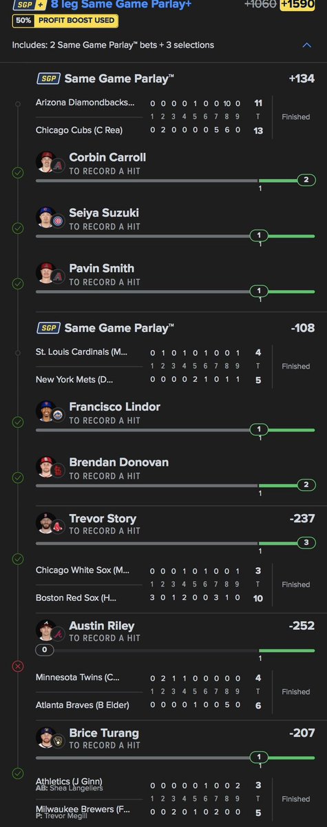 HeatWageProps's tweet image. We almost cashed back to back days on the hit lottos. Austin Riley wasn’t having it though smh.
