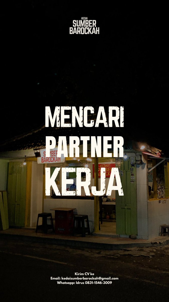 Barangkali ada teman teman yg sedang mencari pekerjaan, nih ada lowongan bagian barista. Ga butuh jago, asal mau belajar dan tidak rauwet 👌