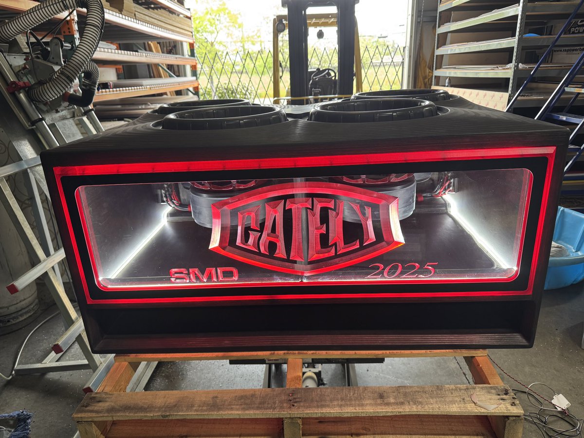 I added some white cob led’s to the inside of the box as an option so we can light up the subs a little. Its a dark cavern in there and we needed something to make the red baskets pop. Mission accomplished. I think it looks better with them on full time but we can turn them (or