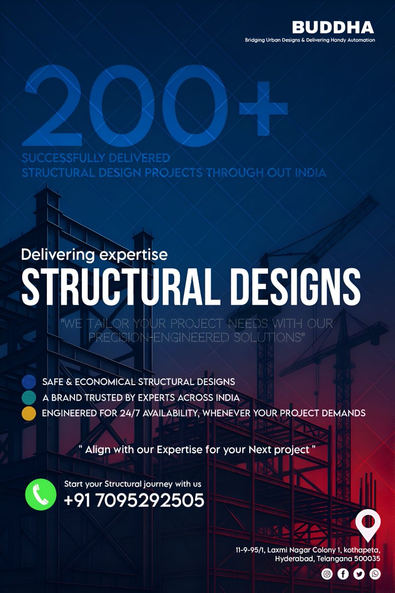 Gowtham4all's tweet photo. Tailored structural design solutions aligned with project-specific requirements. 💫
Contact : *Er. Raja Gowtham*
7095292505
#Rajagowtham #Buddhaprojects #Buddha #Construction #Hyderabad #Structuraldesigns #India #advertise https://t.co/SEcWsz0OF5
