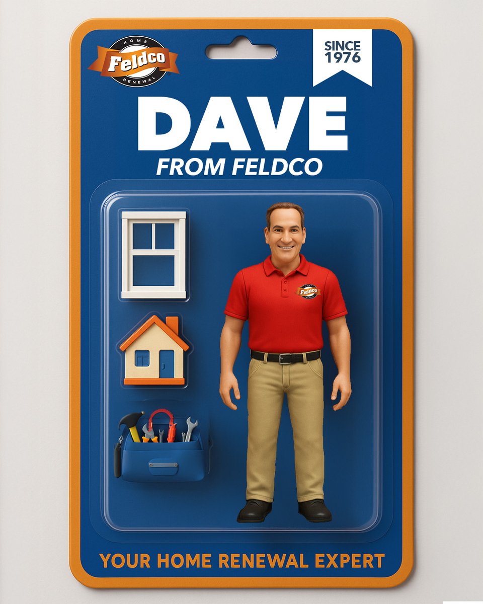 When you thought adulting couldn’t get any better... introducing the ultimate home renewal collectible: Dave from Feldco — comes fully equipped with windows, nearly 50 years of expertise, and endless Midwest charm