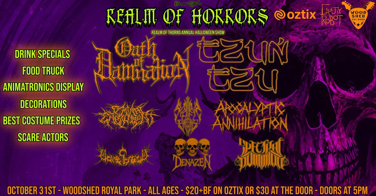 LykanRadu's tweet photo. Upcoming @SpectralDomini1 shows…
Metal United Down Under 2025 Adelaide, Saturday April 26th - Metal to the Grave, Saturday May 3rd - The Ritual, Friday June 13th - Realm of Horrors, Friday October 31st https://t.co/FLDjtPOHOx