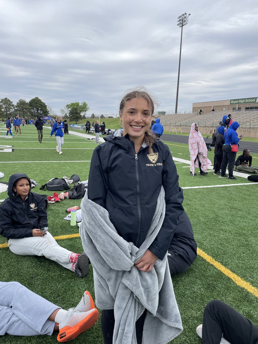 CarolMoravec's tweet photo. More 🥇alert!! For our @KnightsTandF athletes. Girl’s TJ Addison 🥇in her first meet of the season. Boy’s LJ Camarion 🥈, 4x8 girl’s 6th, LJ Peyton 6th, Girl’s PV Odessa 8th, Discus -Abby Cook 5th. Yep, it was cold but we stayed warm!! https://t.co/Klc4g67veS
