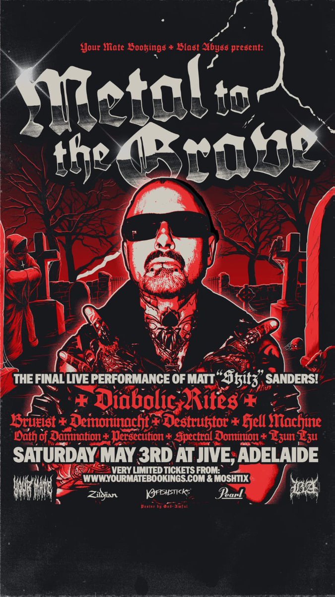 SpectralDomini1's tweet photo. Our 2025 live slate so far…
Metal United Down Under 2025 Adelaide, Saturday April 26th — Metal to the Grave, Saturday May 3rd — The Ritual, Friday June 13th — Realm of Horrors, Friday October 31st https://t.co/nua8omI0Vq