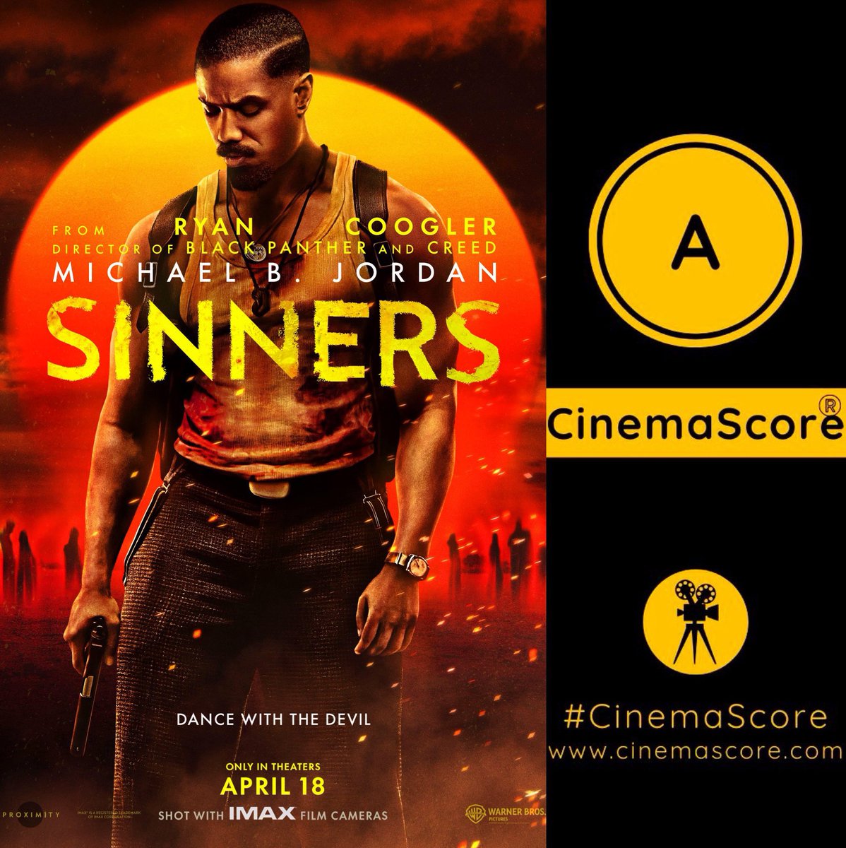 Ryan Coogler’s ‘SINNERS’ debuts with A on CinemaScore, an extremely rare high score for a horror film.

Read our review: bit.ly/SinnersDF