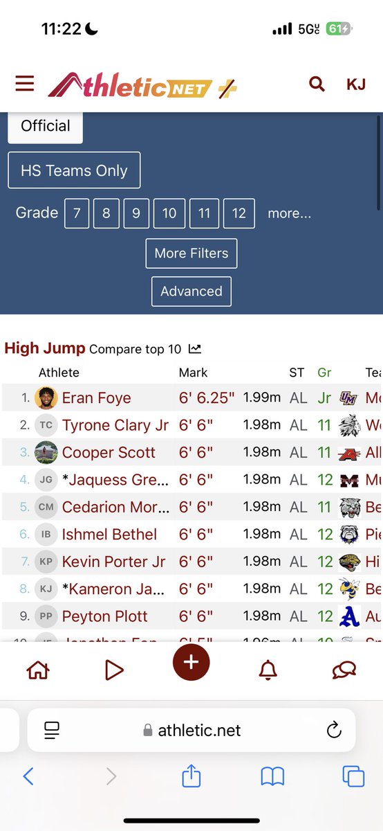 Season best 6'6!! Number 1 in 5a, Top 10 in the state of Alabama.