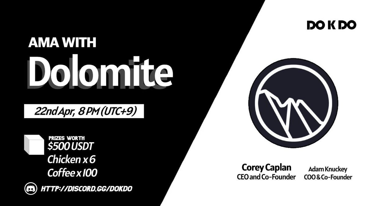 [DOKDO DAO X Dolomite AMA] 

🎁$500 USDT in AMA
* Fried Chicken x 6 / Coffee x 100 for participants

📆DATE : 22th, April, 2025
⏰TIME : 20:00 KST / 11:00 UTC 
🏫Venue : discord.gg/dokdo

1️⃣ Follow 
<a href="/DOKDODAO/">DOKDO DAO</a>
<a href="/Dokdo_web3/">DOKDO Web 3.0</a>
<a href="/Dolomite_io/">Dolomite 🏔️</a>

2️⃣ LK l RT l TAG 3 Friends

3️⃣ Fill