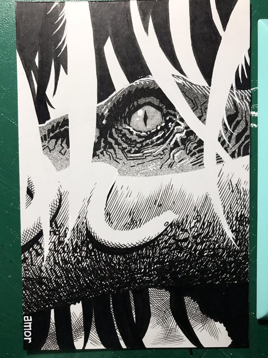 JohnAmor's tweet image. 45/365: CLEVER GIRL
4x6; ink and screentone

#jurassicpark #comicart #illustration #traditionalart #paleoart #dinosaurart #velociraptor
