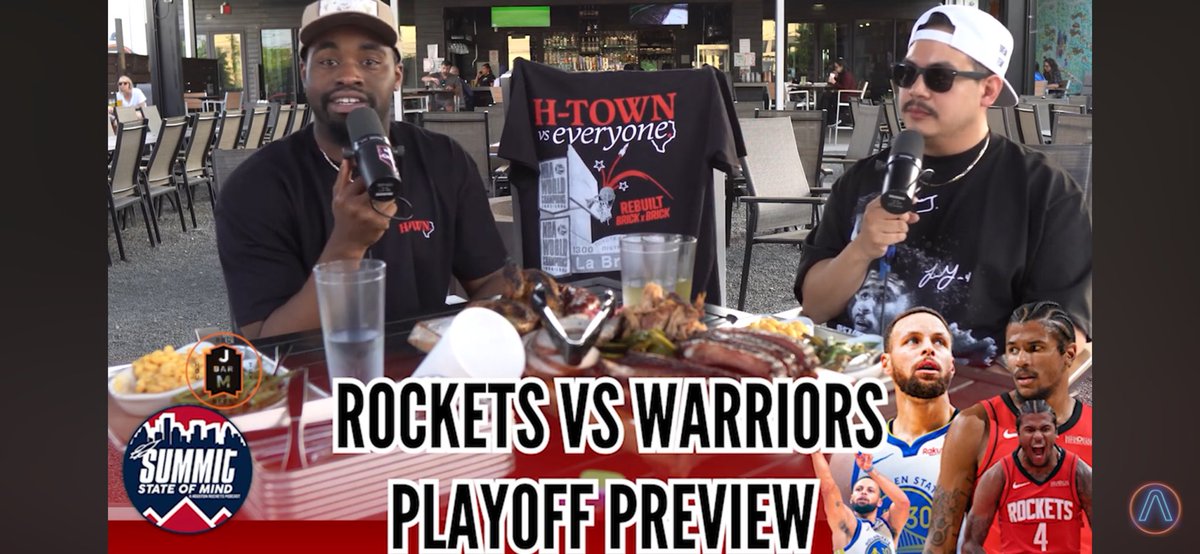 Game 1 Preview from <a href="/HustleTownSZN/">DJ°</a> and me on location at <a href="/jbarmbbq/">J-Bar-M Smokehouse & BBQ</a> for <a href="/SummitSOMpod/">Summit State Of Mind</a> 

Check it out and checkout the PLAYOFF edition tee from <a href="/ApolloHOU/">APOLLO MEDIA</a> 

The boys are ready for Sunday…YEET! 🙌🏼 #Liftoff 

Link below ⬇️⬇️⬇️
youtu.be/VBTg0pa4N6Y?si…