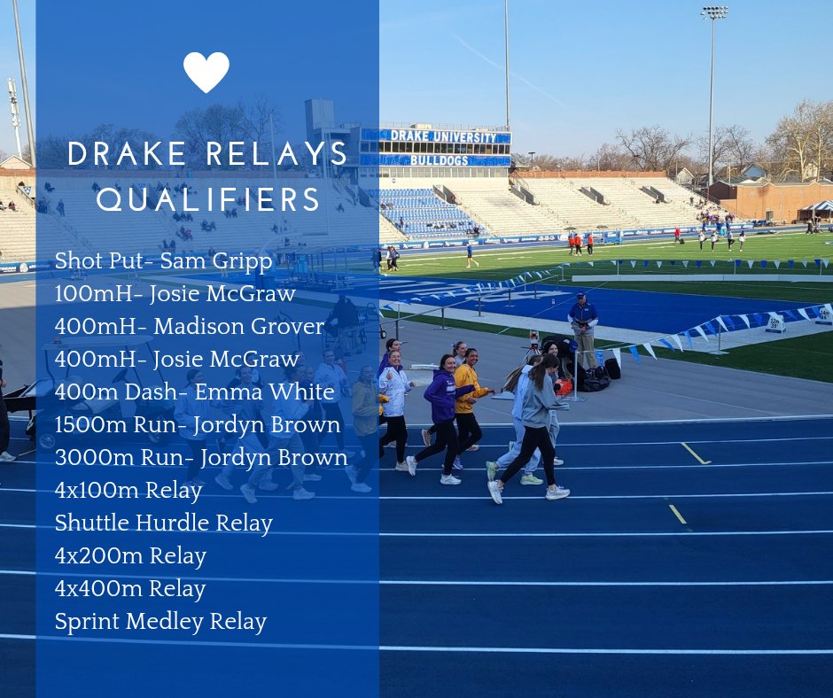 IndyGirlsXCTF's tweet photo. 💙Drake Relays Qualifiers💙

Congrats to all of our athletes headed to the Blue Oval!! 

Accepted Entries list found here: https://t.co/ykJP5aPQyv https://t.co/xVSH10gtv1