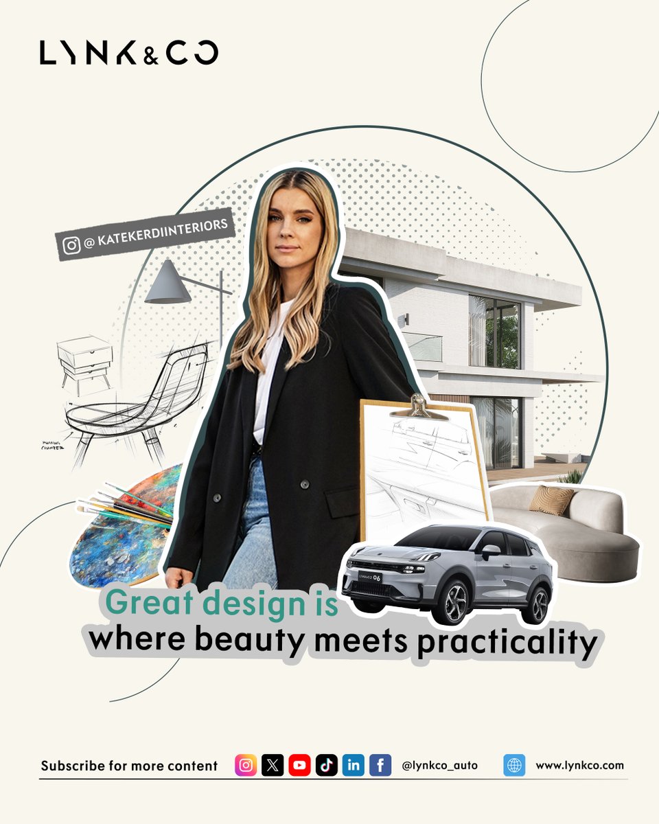 LynkCo_Auto's tweet photo. Every design tells a story. Kate Kerdi Interiors as she explores the connection between space and life, bringing passion and innovation to every project. Together with Lynk & Co, let's redefine what design can be!
#LynkCo #CoTalk #lynkCo06 https://t.co/euE6hR7WKb