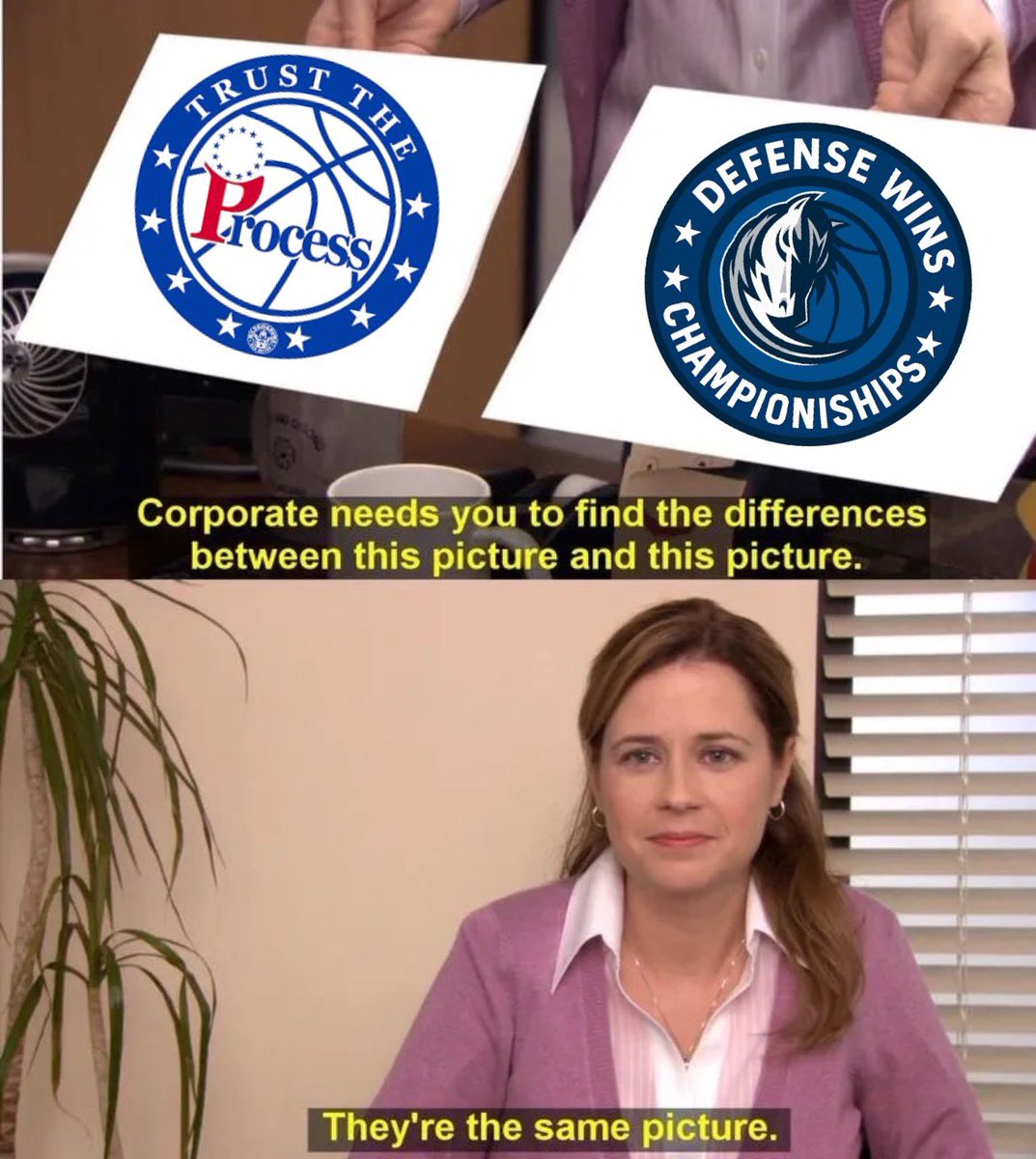 MustangXFactor's tweet photo. Nico Harrison channeling his inner Sam Hinkie like:
“Defense wins championships. Trust the process.” https://t.co/4CDk7XSmjj