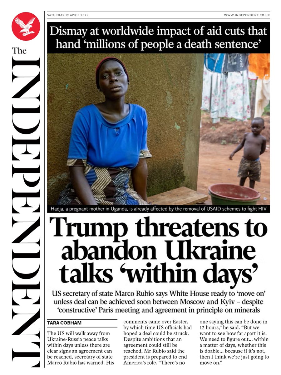 π΅ππππ πΏππππ πππππ’ π° (@ukpapers) on Twitter photo π¬π§ Trumps Threatens To Abandon Ukraine Talks 'Within Days'
β«Warning issued over the Easter break as Ukraine braces for potential Russian bombardment, after previous holidays were marred by violence
β«<a href="/taracobham/">Tara Cobham</a>
β«is.gd/wOPqW2
#frontpagestoday #digital #UK π¬π§ Trumps Threatens To Abandon Ukraine Talks 'Within Days'
β«Warning issued over the Easter break as Ukraine braces for potential Russian bombardment, after previous holidays were marred by violence
β«<a href="/taracobham/">Tara Cobham</a>
β«is.gd/wOPqW2
#frontpagestoday #digital #UK