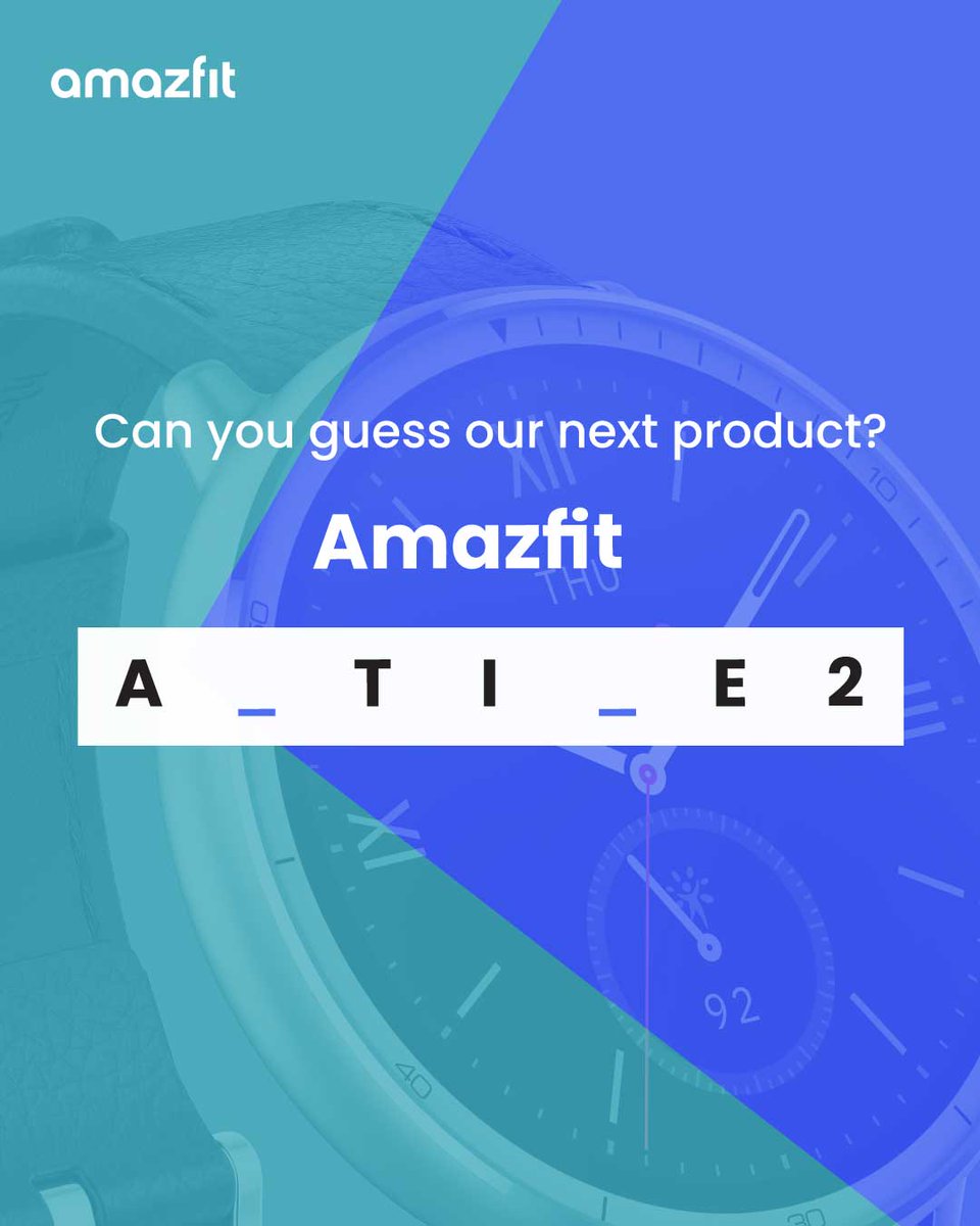 Can you solve the puzzle? Our next-generation wearable is coming soon and it's going to revolutionize how you track your fitness journey! 

Drop your guesses in the comments - what do you think the A_TI_E 2 will bring to the table? 

#Amazfit #SmartWatch #WearableTech #StayTuned