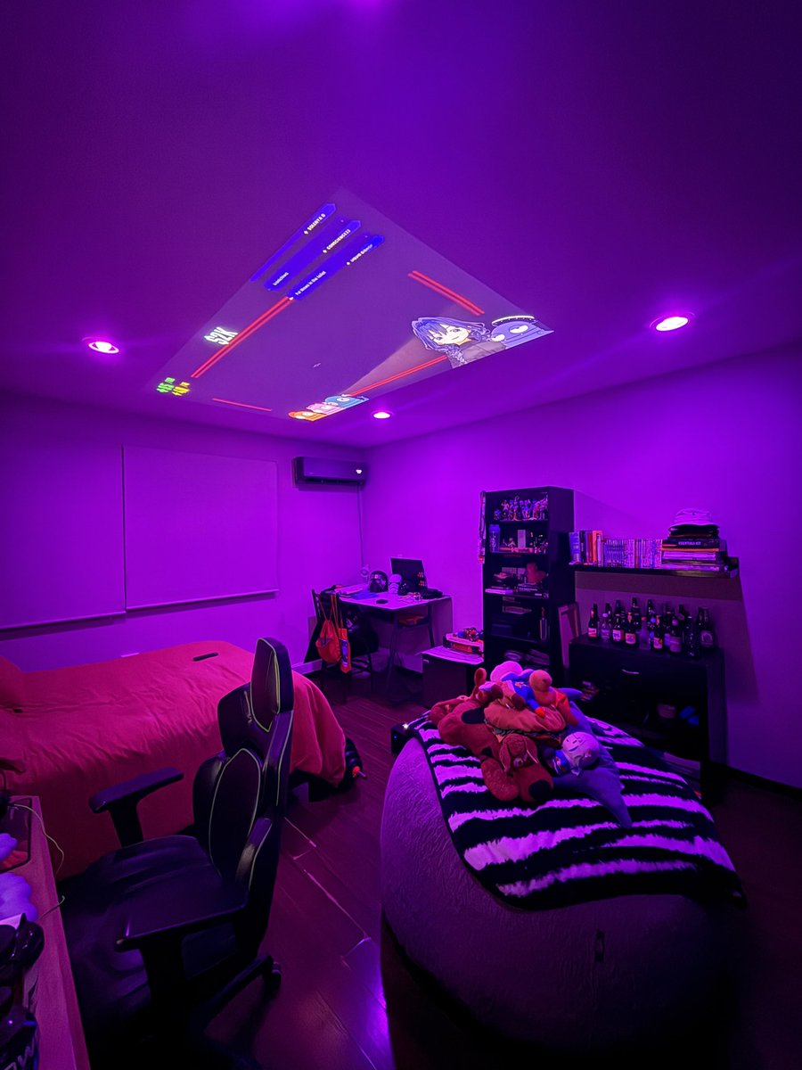 I got no TV so the projector on the roof works as one :3:3:3

 #MoombaGoombaRoomba