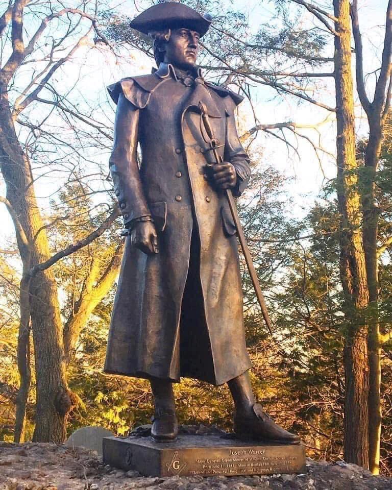 TRHLofficial's tweet photo. “Dr. Joseph Warren was not yet 34 years old when at about 10pm on April 18, 1775 he summoned fellow Sons of Liberty members Paul Revere and William Dawes to ride and provide warning to Samuel Adams and John Hancock that the “British” were coming for them. (Actually the “British” were referred to as the “Regulars”...”British” would’ve confused all, because many in Massachusetts and the other colonies still considered themselves British 😉 Also it did surprise me to learn that Dr. Joseph Warren was only 33... when I heard the history in the past I thought Dr. Warren was a much older gentleman.)

Anyway... both Paul Revere, aged 41, and William Dawes, who had only recently turned 30, both arrived a bit after midnight in time to warn Sam Adams and John Hancock. Dawes then went on to Concord to relay the warning that the Regulars were coming for their ammunition stores. Revere attempted to get to Concord but was stopped by some “Regulars” who held him at gunpoint. Revere was able to get to Lexington on foot, when his horse was taken by a Regular. Dawes didn’t make it to Concord either, but luckily they met up with Samuel Prescott who did!

Dr. Joseph Warren gathered militia men and they were instrumental in chasing the Regulars back to Boston. A musket ball is said to have whizzed through his wig! 😳 Later when his mom saw him she begged him never to put himself in such danger. His answer...

"Where danger is, dear mother, there must your son be. Now is no time for any of America's children to shrink from any hazard. I will set her free or die."

Sadly, only months later, on Breed’s Hill during the Battle of Bunker Hill, Joseph Warren once again was in the midst of hazard, but this time his life was taken during the fight for freedom. According to British General Thomas Gage , his death was ‘worth the death of 500 men.’ So passionate was Warren’s dedication to the cause of liberty. 🇺🇸❤️

Pictured is one of many statues that salute Patriot Dr. Joseph Warren This one is located at Forest Hills Cemetery, Boston Massachusetts where his remains are buried.

Dr. Joseph Warren spoke these words during his 1775 Boston Massacre Oration.

“Our country is in danger, but not to be despaired of. Our enemies are numerous and powerful; but we have many friends, determining to be free, and heaven and earth will aid the resolution. On you depend the fortunes of America. You are to decide the important question, on which rest the happiness and liberty of millions yet unborn. Act worthy of yourselves.””

Credit: Statues: The People We Salute