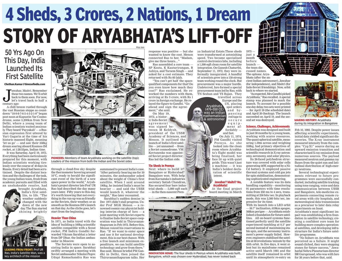 Chethan_Dash's tweet photo. Today marks #50years of #Aryabhata, India’s first satellite — its entry into #Sapce age. The cut-out-and-keep piece is on how #India got there. Check link for my take on why @isro now needs to become #Batman.
Batman: https://t.co/wwpDjBzWKy https://t.co/K2uoWXqihC