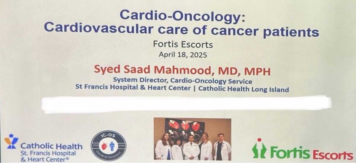 Syed Saad Mahmood, MD🫀 (@saadmahmoodmd) on Twitter photo Honored to give grand rounds at <a href="/Fortis_Escorts/">Fortis Escorts</a> in #NewDelhi, India 🇮🇳 on #CardioOnc.
Many thanks to Dr Ashok Seth for invitation. Met a world-class team providing cutting edge health care.
<a href="/fortis_hospital/">Fortis Healthcare</a> <a href="/StFrancis_LI/">St. Francis Hospital & Heart Center</a> <a href="/CHS_LI/">Catholic Health</a> Honored to give grand rounds at <a href="/Fortis_Escorts/">Fortis Escorts</a> in #NewDelhi, India 🇮🇳 on #CardioOnc.
Many thanks to Dr Ashok Seth for invitation. Met a world-class team providing cutting edge health care.
<a href="/fortis_hospital/">Fortis Healthcare</a> <a href="/StFrancis_LI/">St. Francis Hospital & Heart Center</a> <a href="/CHS_LI/">Catholic Health</a>