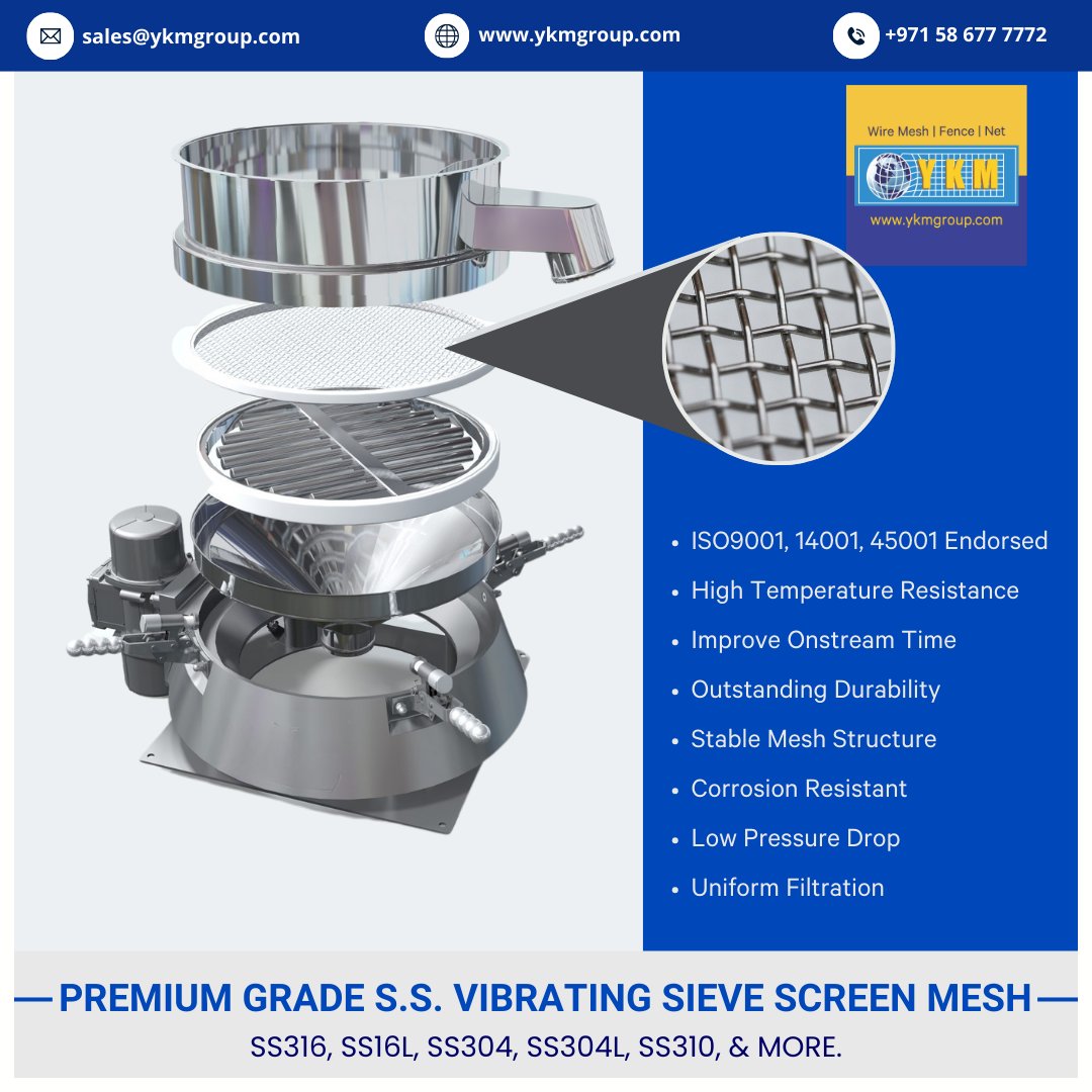 YKM_WireMesh's tweet photo. Stainless Steel Vibrating Sieve Screen Mesh, engineered for performance

With over 40 years of experience understanding industrial requirements, YKM has always been a trusted solution by leading brands.

Get to know more: https://t.co/gFYFuirllP

#stainlesssteelmesh https://t.co/knhd67zCZO