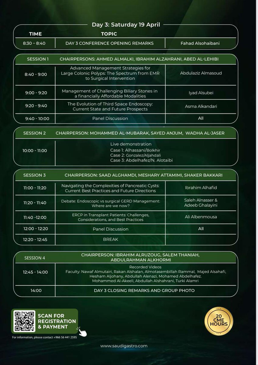 Aymen Almuhaidb, MD أيمن المهيدب (@almuhaidbaymen) on Twitter photo Agenda for last day!! Come join us and watch !!
- Today’s live cases: ampullectomy, STER, Rectal ESD, endoscopic fundoplication and more
- Don’t miss the recorded interesting cases!!
<a href="/Taalamri/">Turki AlAmri |تُرْكي عبدالله الْعَمريَّ MD</a> <a href="/SGA_KSA/">الجمعية السعودية للجهاز الهضمي Saudi Gastro</a> <a href="/Al_Shahrani_A/">Abdullah Al-Shahrani, MD</a> <a href="/marianoGHR/">Mariano Gonzalez H</a> <a href="/AntonioFaccior6/">Antonio Facciorusso</a> <a href="/SyedGerdezi/">Anjum Gardezi MD</a> <a href="/ealjahdli/">Emad Aljahdaly M.D|🇸🇦د عماد سليمان الجحدلي</a> Agenda for last day!! Come join us and watch !!
- Today’s live cases: ampullectomy, STER, Rectal ESD, endoscopic fundoplication and more
- Don’t miss the recorded interesting cases!!
<a href="/Taalamri/">Turki AlAmri |تُرْكي عبدالله الْعَمريَّ MD</a> <a href="/SGA_KSA/">الجمعية السعودية للجهاز الهضمي Saudi Gastro</a> <a href="/Al_Shahrani_A/">Abdullah Al-Shahrani, MD</a> <a href="/marianoGHR/">Mariano Gonzalez H</a> <a href="/AntonioFaccior6/">Antonio Facciorusso</a> <a href="/SyedGerdezi/">Anjum Gardezi MD</a> <a href="/ealjahdli/">Emad Aljahdaly M.D|🇸🇦د عماد سليمان الجحدلي</a>