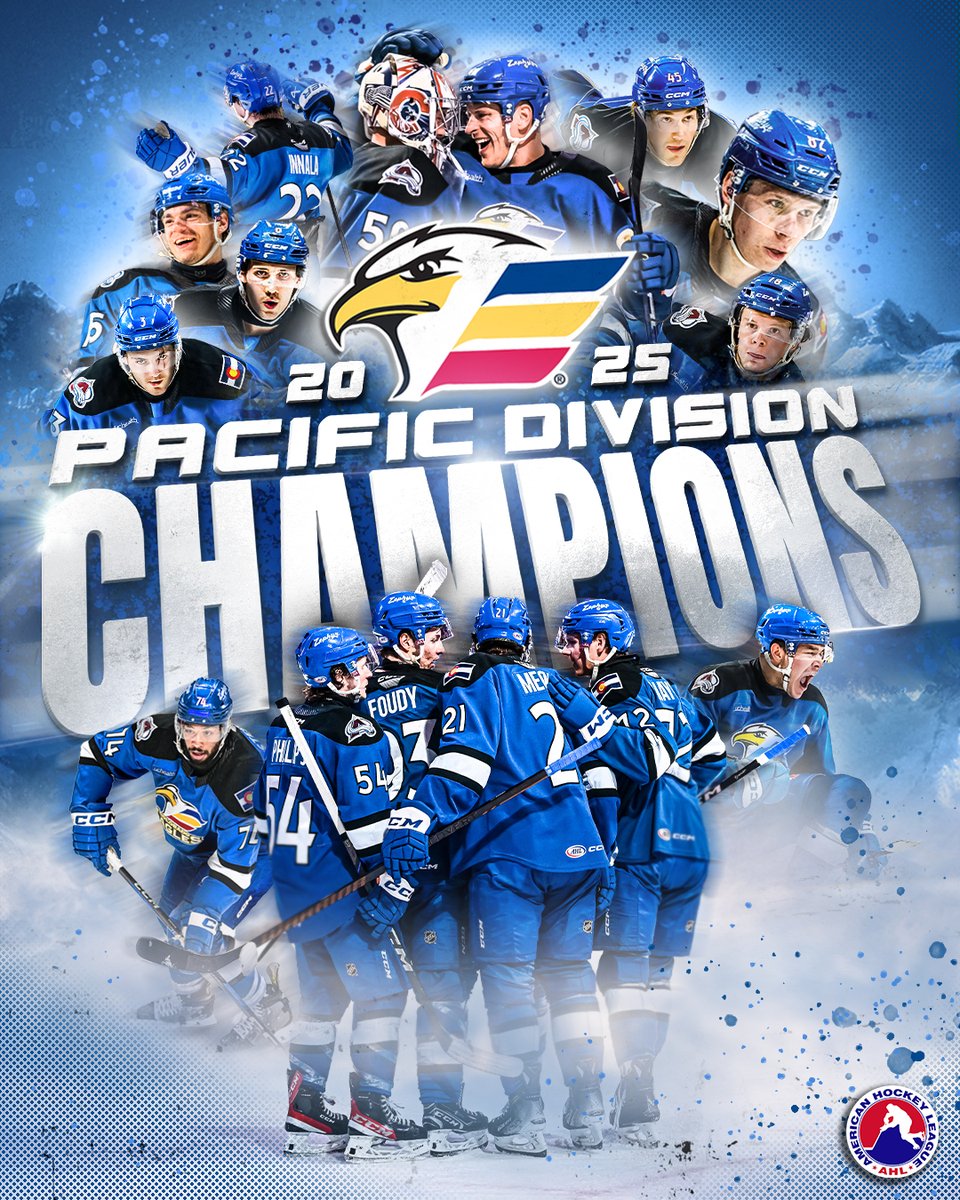 ColoradoEagles's tweet image. For the first time as an AHL franchise, THE COLORADO EAGLES ARE PACIFIC DIVISION CHAMPIONS!

#EaglesCountry