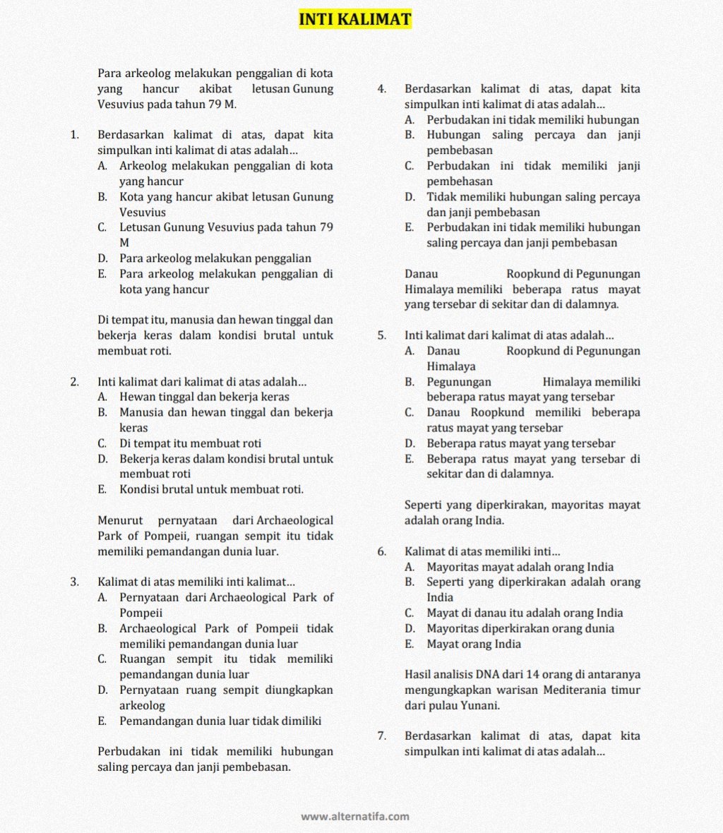 twiniekle's tweet image. — LATSOL INTI KALIMAT 
+pembahasan 👇🏻👇🏻

t. latsol utbk snbt