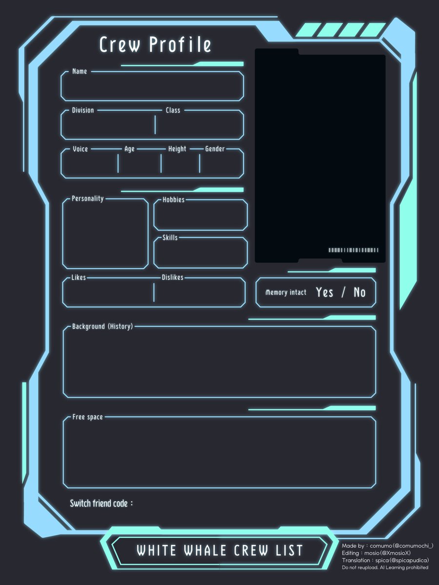 comumochi_'s tweet photo. Thank you for waiting!
The English version of the " #WhiteWhaleCrewList " template is ready.
Please share your Cross's profile with us!
Let’s enjoy XCX together!
#XenobladeChroniclesX 

Be sure to read through the thread of this post carefully before using it.↓ https://t.co/Tcjf1PzRK9