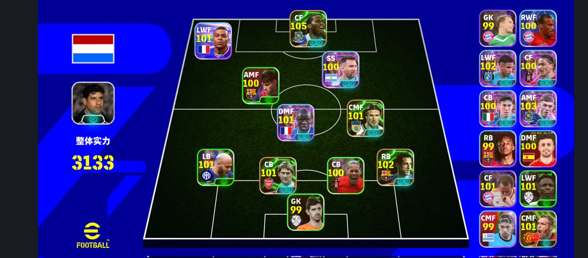 cjj1564166's tweet photo. @we_konami Where does my lineup need to be strengthened https://t.co/D67AKN3BGb