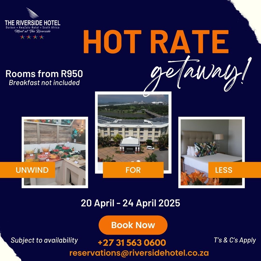Need a break without breaking the bank? Enjoy the calm before the holiday rush with our exclusive offer!
🛏️ Rooms from only R950 per night
📅 Valid: 20 – 24 April 2025
🍳 Breakfast not included

📲 Limited rooms available – Book now!
✨ T’s &amp; C’s apply | Subject to availability