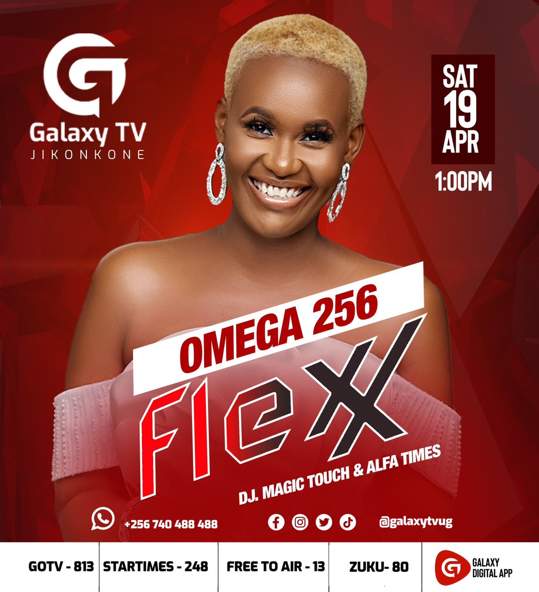 DjMagicTouchUg1's tweet photo. What’s your favourite hit song from @OmegaBaibe?
Live now OnYo @GalaxyTVUg for the Jikonkone #Flexx 1-3Pm https://t.co/YIZVvWKiAG