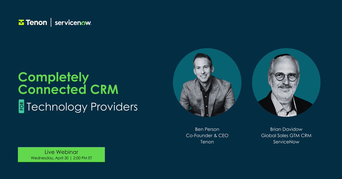 comtec17's tweet photo. Ready to break down silos and scale smarter? 💡 Join us to see how Tenon and ServiceNow align teams, elevate customer success, and drive growth with a fully connected CRM solution.

👉 Register now: https://t.co/jlaZegWo2s https://t.co/UFjgcHS8Ez