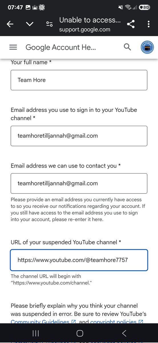 TeamHore7757's tweet photo. @TeamYouTube I am glad your team responded to our problem. But I had to wait another 2 more days just like before? Can you pkease take immediate action as this appeal was submitted immediately after the Hackwr posted video in our Zoom Meeting 14/2/2025 at 20HR. We will really appreciate https://t.co/EuIETFlRAg