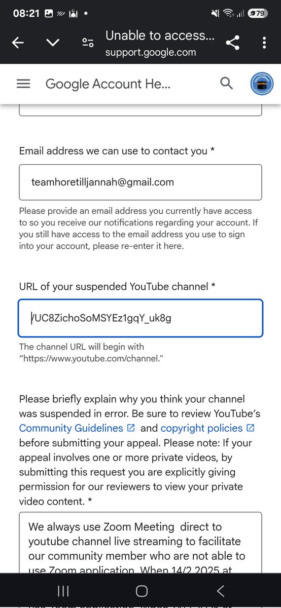 TeamHore7757's tweet photo. @TeamYouTube I am glad your team responded to our problem. But I had to wait another 2 more days just like before? Can you pkease take immediate action as this appeal was submitted immediately after the Hackwr posted video in our Zoom Meeting 14/2/2025 at 20HR. We will really appreciate https://t.co/EuIETFlRAg