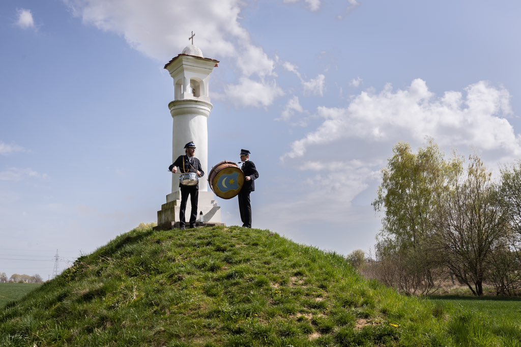 Drummers walk around the streets of Przeworsk, Poland on Good Friday, April 18, 2025 to commemorate the Tatar invasion in 1624.