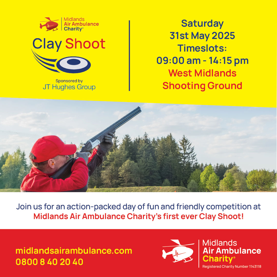 MAA_Charity's tweet photo. 🎯 Reminder: Don’t Miss Out on the Midlands Air Ambulance Charity Clay Shoot! 🚁
Time is running out to register for our exciting Clay Shoot event! 
📅21.5.2025 
📍 West Midlands Shooting Ground
🔗  https://t.co/WpjzZWyvEX https://t.co/k2NalpKs1b