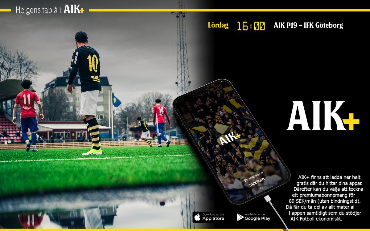 Ta en paus i påskfirandet med att kolla direktsänd fotboll i appen AIK+. AIK P19 tar emot IFK Göteborg hemma på Skytteholms IP med avspark kl 16:00.