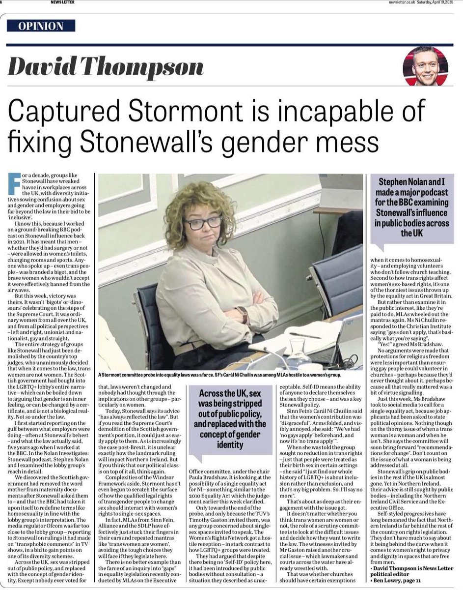 ni_wrn's tweet photo. MSM in NI rarely covers this issue properly. We get pages of trans/pride articles in the @BelTel or @irish_news and same re TV but only @News_Letter actually covers womens concerns! Yet we are 51% of our society and so many women from all parts agree with us. https://t.co/7KlToRMInV