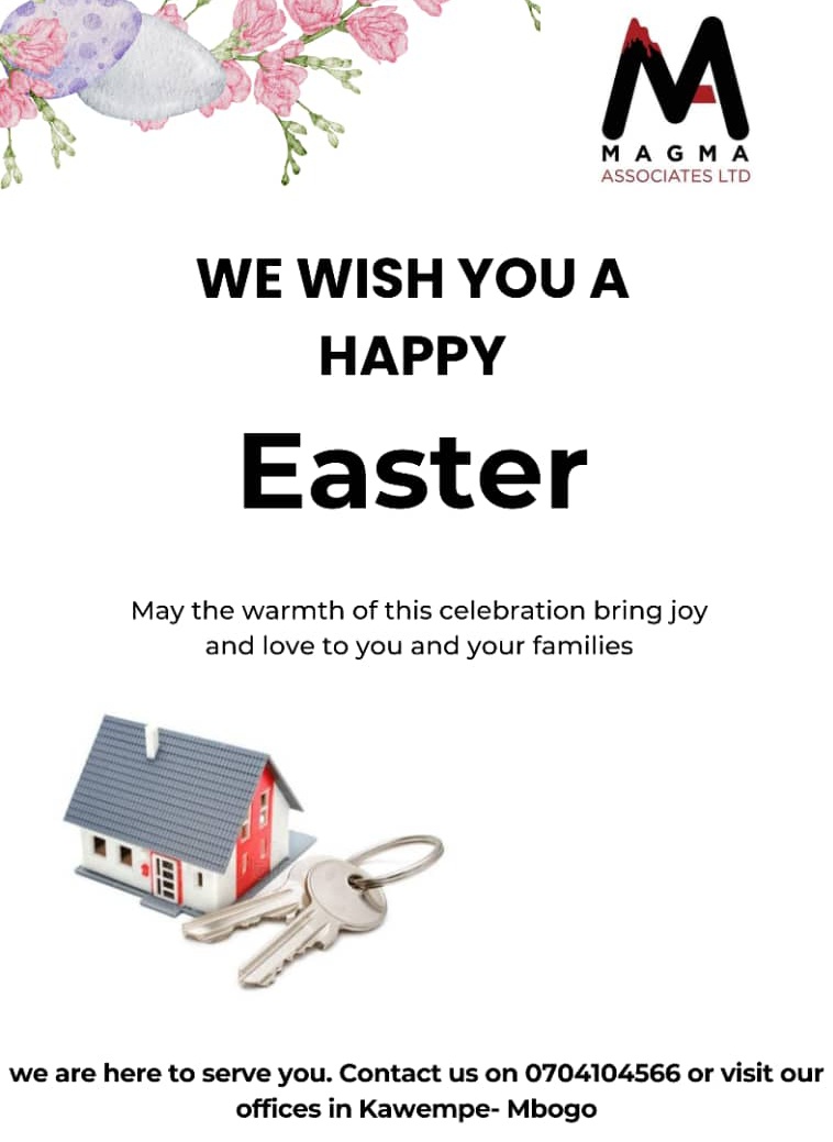 MagmaAssociates's tweet photo. On this Easter celebration, may joy and love be bestowed upon all our esteemed clients. We remain committed to serving you, please reach us on 0704104566 or visit our Kawempe Mbogo offices. #magmaassociatesltd #realestateagent https://t.co/PhXP51OrPB