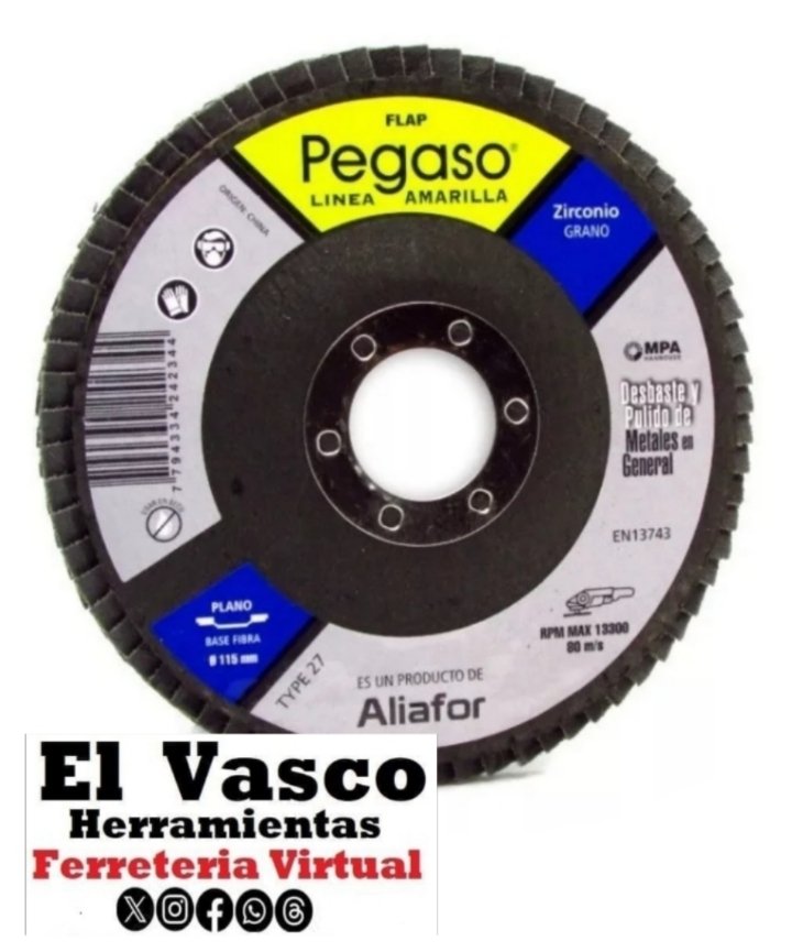 vascoherramient's tweet photo. Disco Flap Pegaso Zirconio , Grano 40 Inox , Flap Pegaso 4,5 / 115mm de zirconio para desbaste y pulido de acero inoxidable y metales en general https://t.co/tdGrs3ssWK